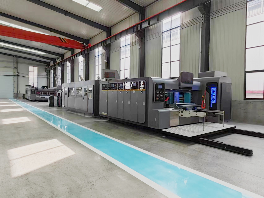 5 Colors Flexo Printing Slotting Die Cutting Machine With Folder Gluer Strapping Inline