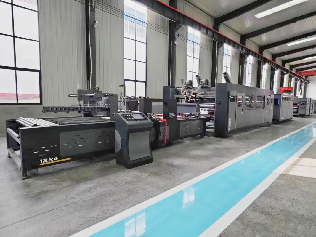 5 Colors Flexo Printing Slotting Die Cutting Machine With Folder Gluer Strapping Inline