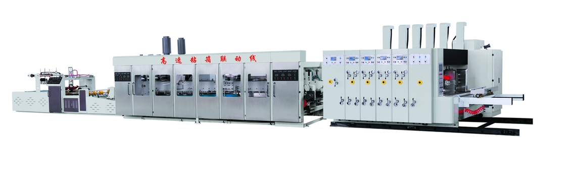 Inline Corrugated Board 4 Color Flexo Printer Slotter Die Cutter Folder Bundle Machine